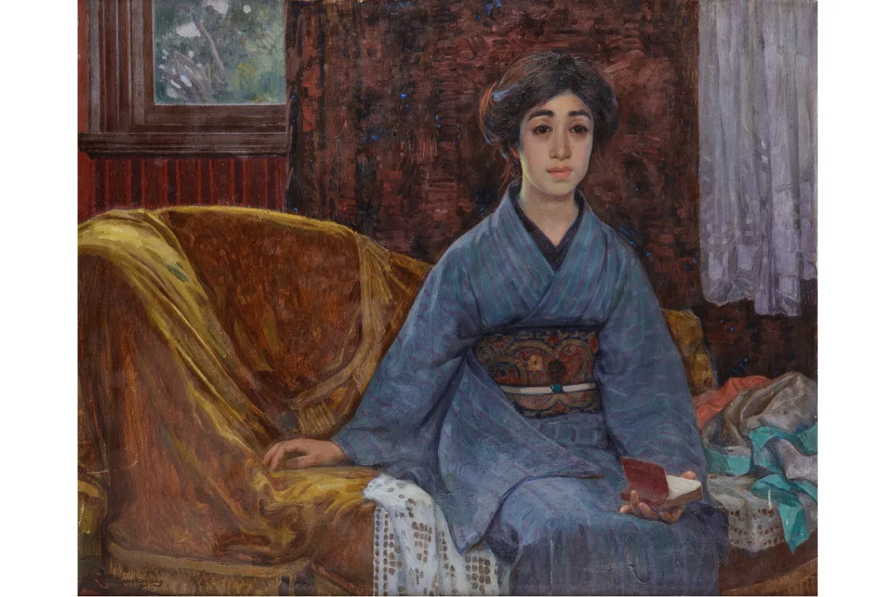 鹿子木孟郎《婦人像》個人蔵