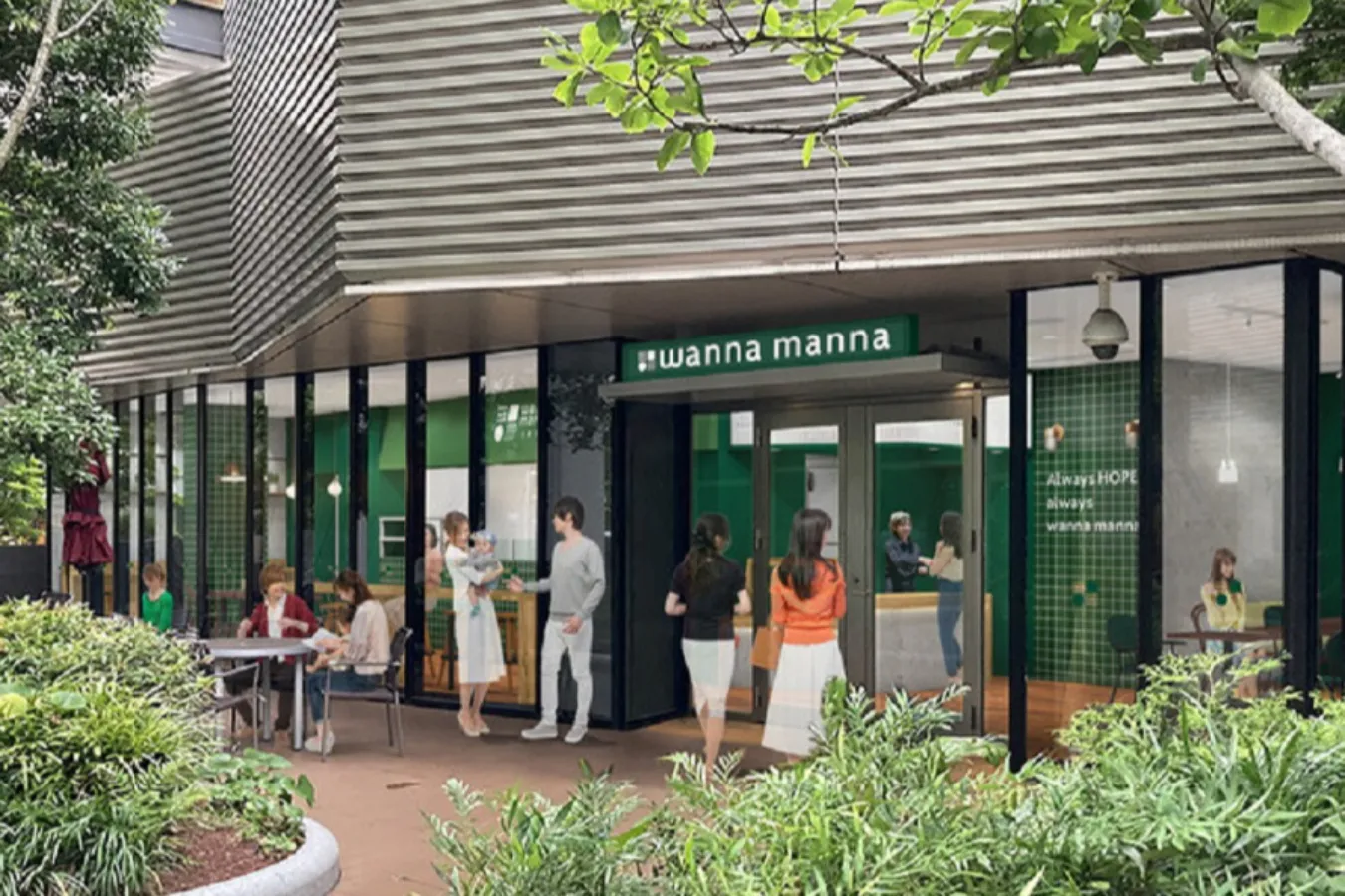 ▲心地よい日差しをいっぱいに取り込む全面ガラス張りの店内