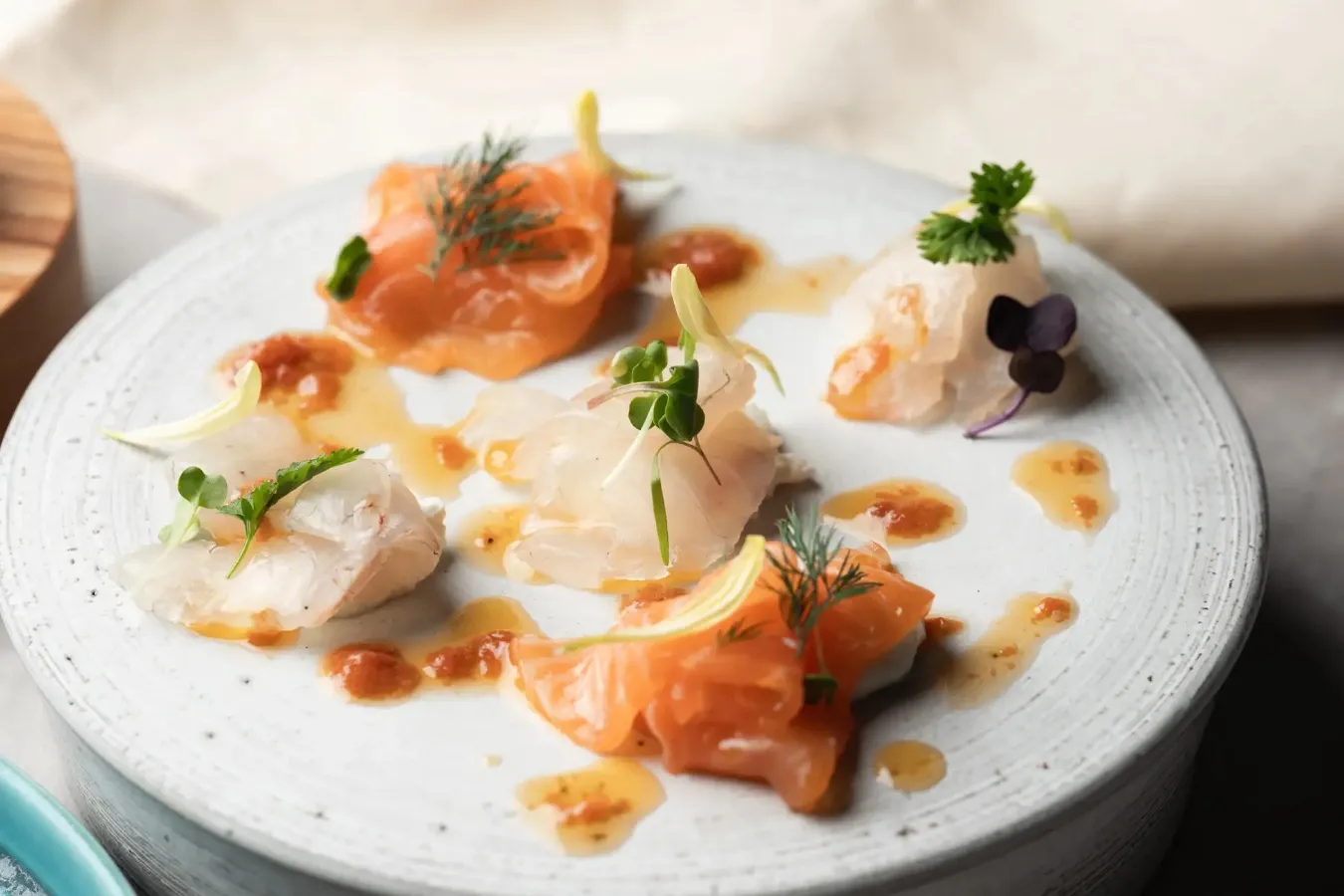 ▲「2種鮮魚のカルパッチョ」