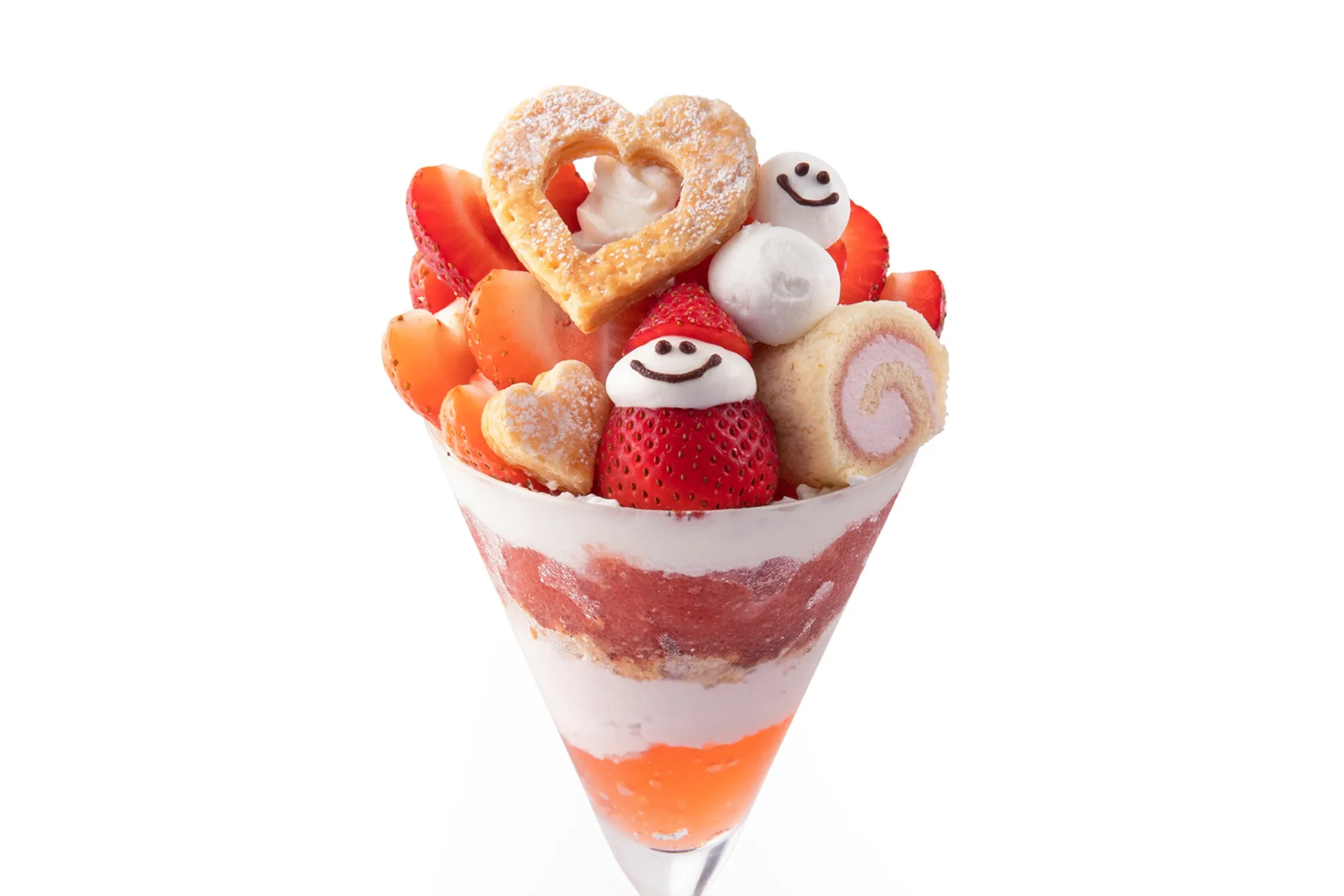 【タカノフルーツパーラー】クリスマス限定パフェが登場！いちごサンタを飾ったパフェも