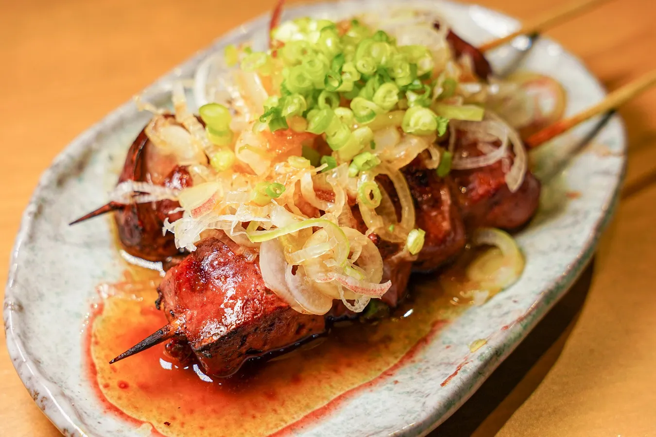 ▲特製たれの葱レバ串焼き（165円/1本）