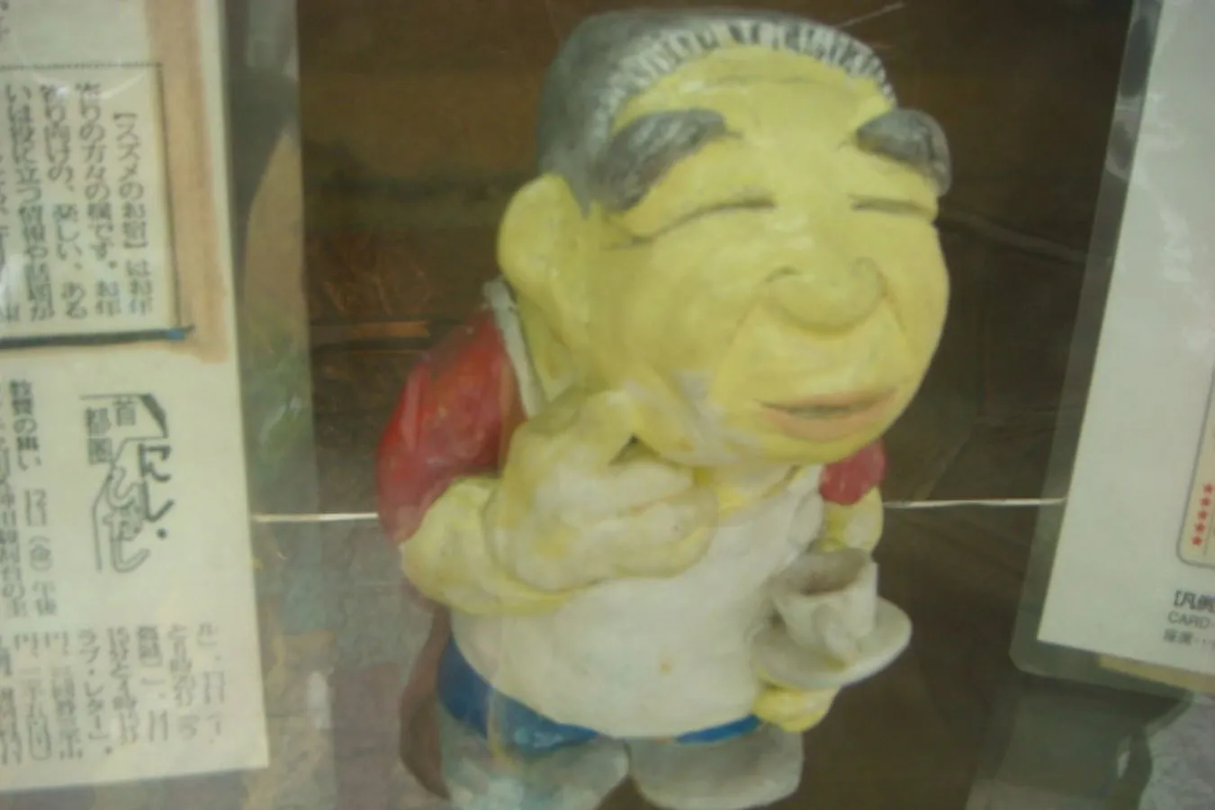 ▲旧店舗にあった初代店主の人形。合気道8段の達人でした。