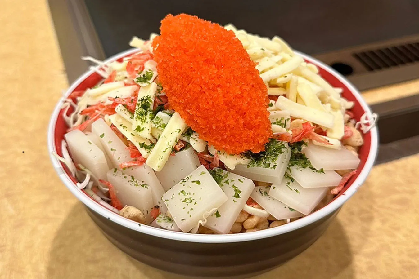 ▲「明太もちチーズもんじゃ」（写真提供：江戸もんじゃひょうたん）