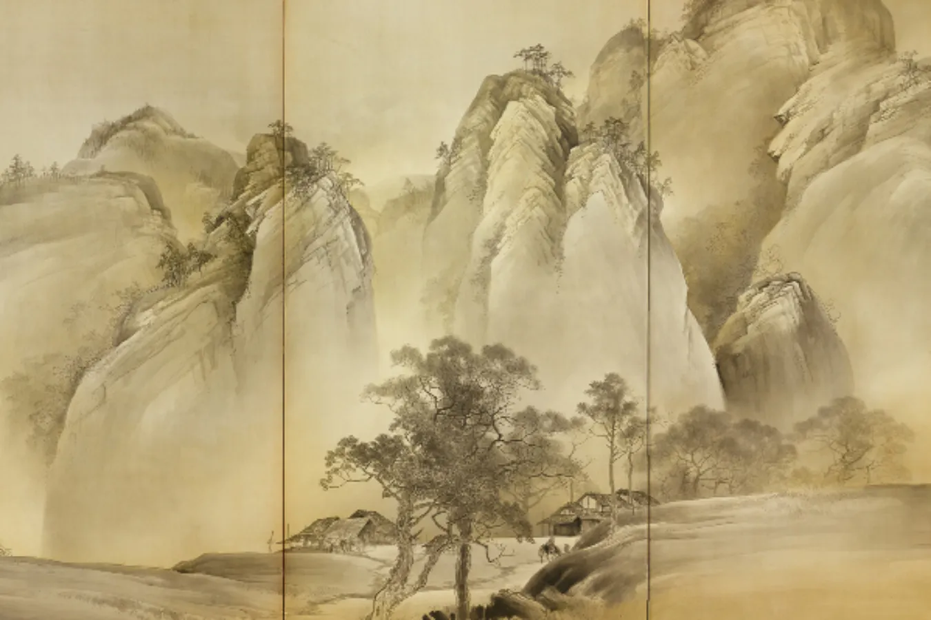 《万壑烟霧》左隻・部分 1910年 株式会社 千總蔵