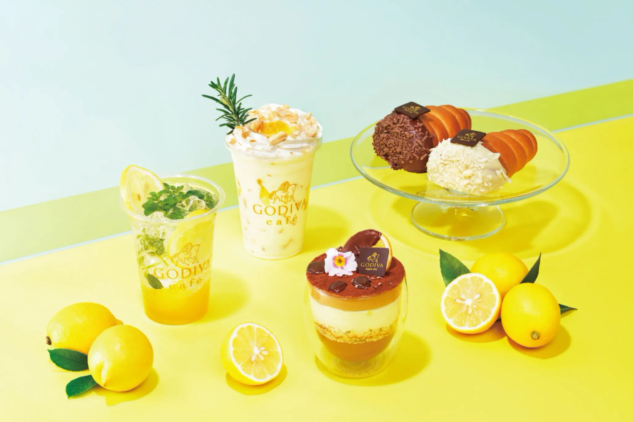 ゴディバカフェの新メニュー「瀬戸内レモン」のドリンク＆スイーツ