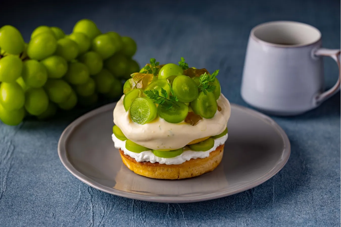 ▲「シャインマスカットと”ブラウンスイスヨーグルト”とジャスミン煎茶のパンケーキ」