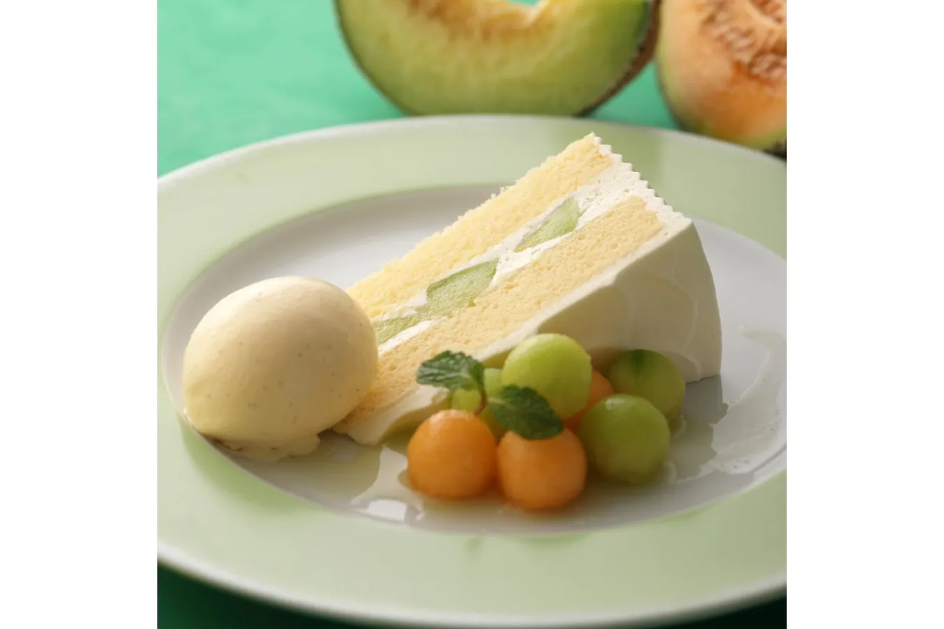 ▲「メロンのショートケーキ バニラアイス添え」