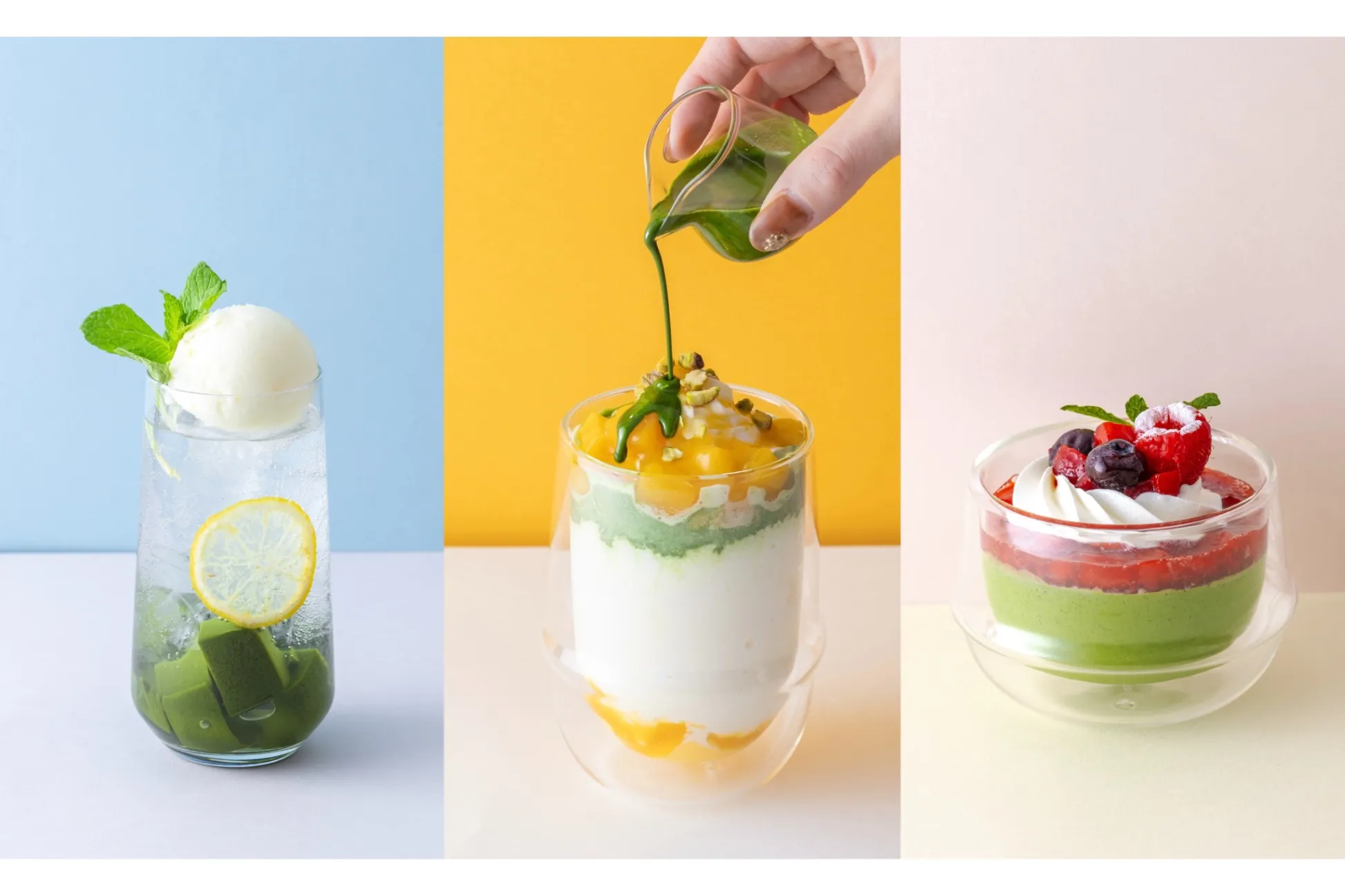 “抹茶×フルーツ”テーマの新作スイーツ＆ドリンク、銀座・アトリエマッチャから