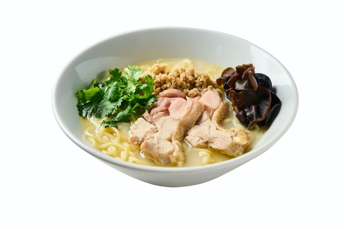 ▲「鶏白湯ラーメン」のパクチーはネギに変更可能