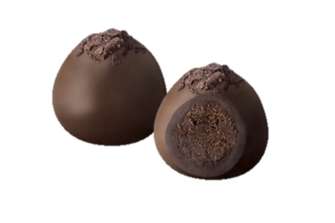 ▲「70% ダークチョコレート＜トリュフ＞」：カカオ70％ダークチョコレートガナッシュをカカオ70％ダークチョコレートで包み、シェービングしたダークチョコレートを飾り付け。濃厚なカカオの風味を満喫できるという