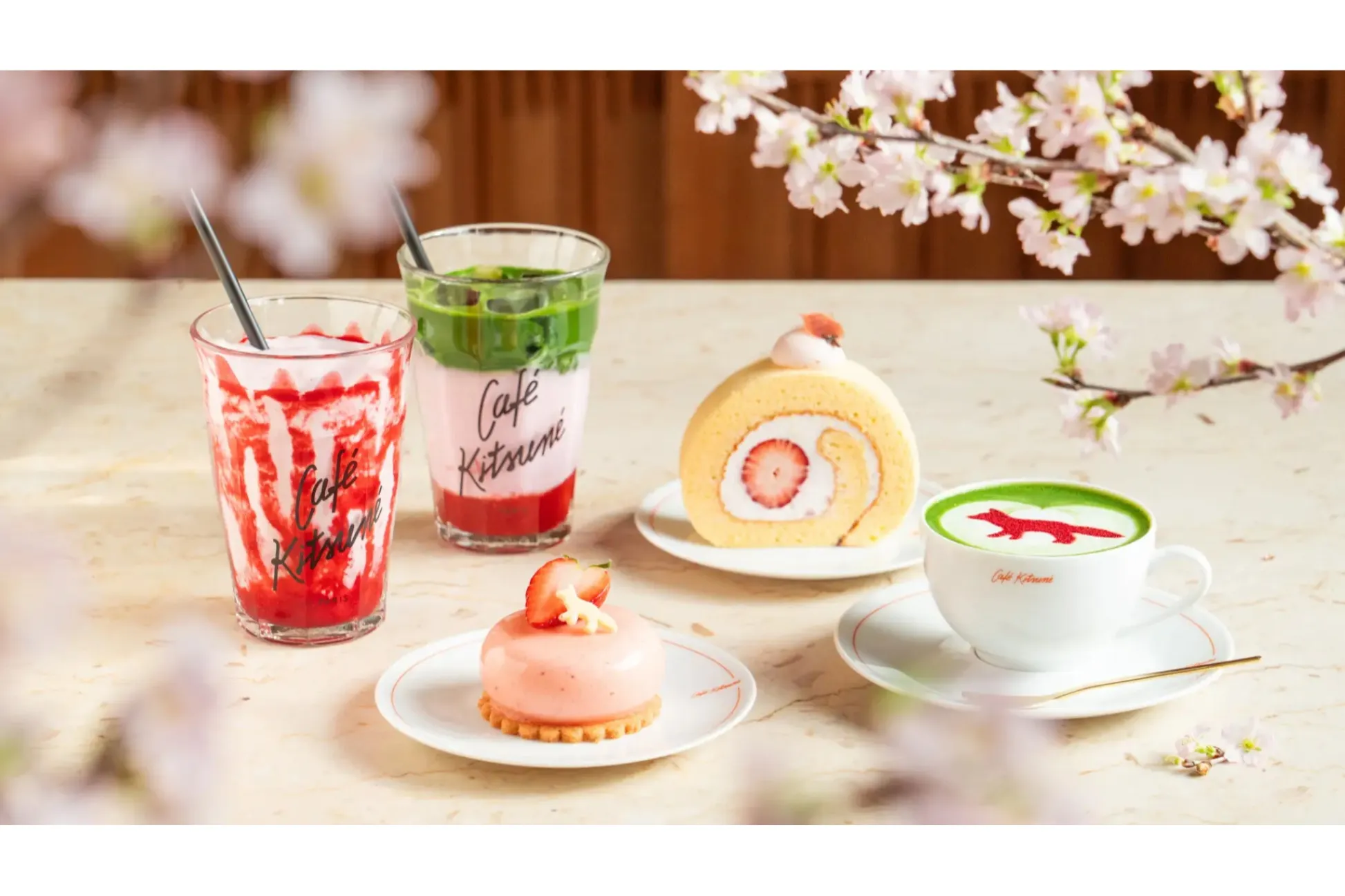 桜＆いちご＆抹茶を使用した春限定メニュー！「Café Kitsuné」より登場