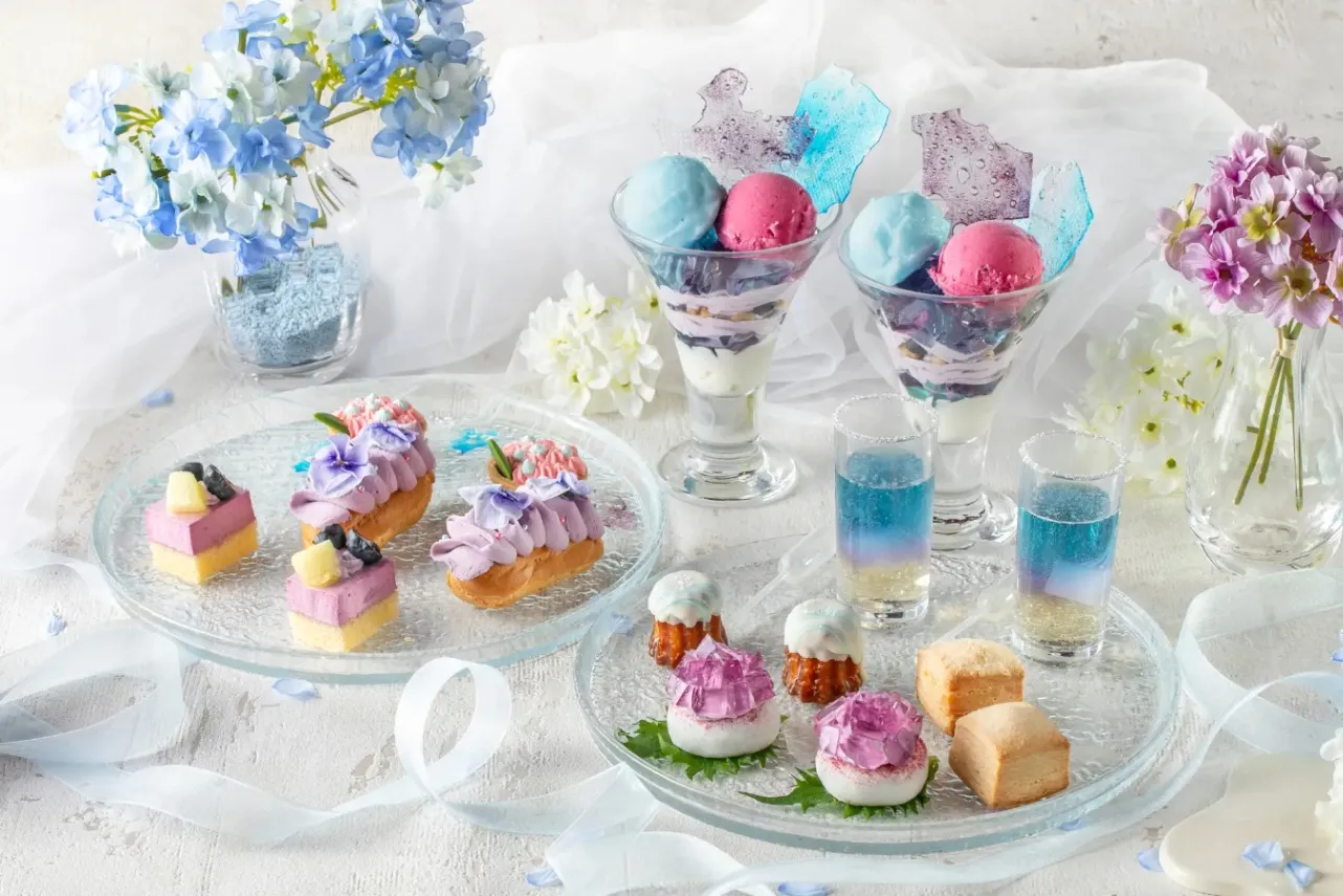 ▲「きらめく紫陽花アフタヌーンティー」スイーツプレート