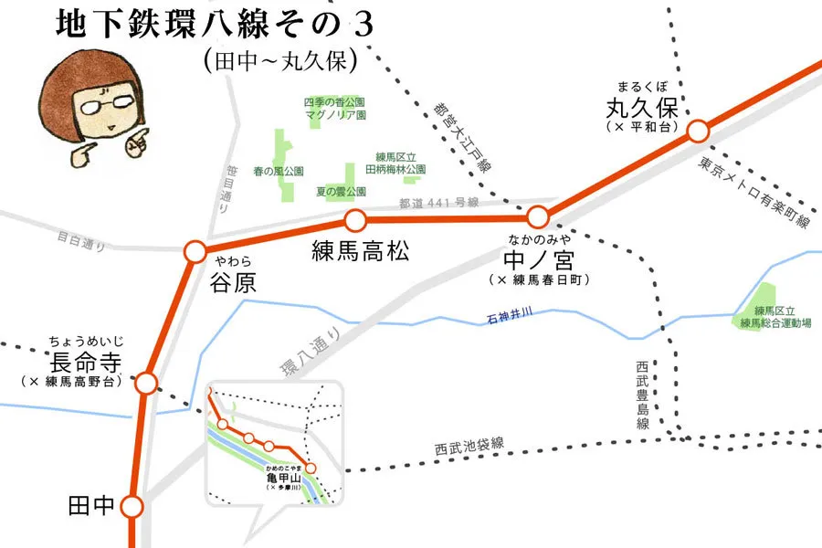駅名だと逆に目立つ「田中駅」も！？環八の下を走る地下鉄を妄想してみた【能町みね子連載】