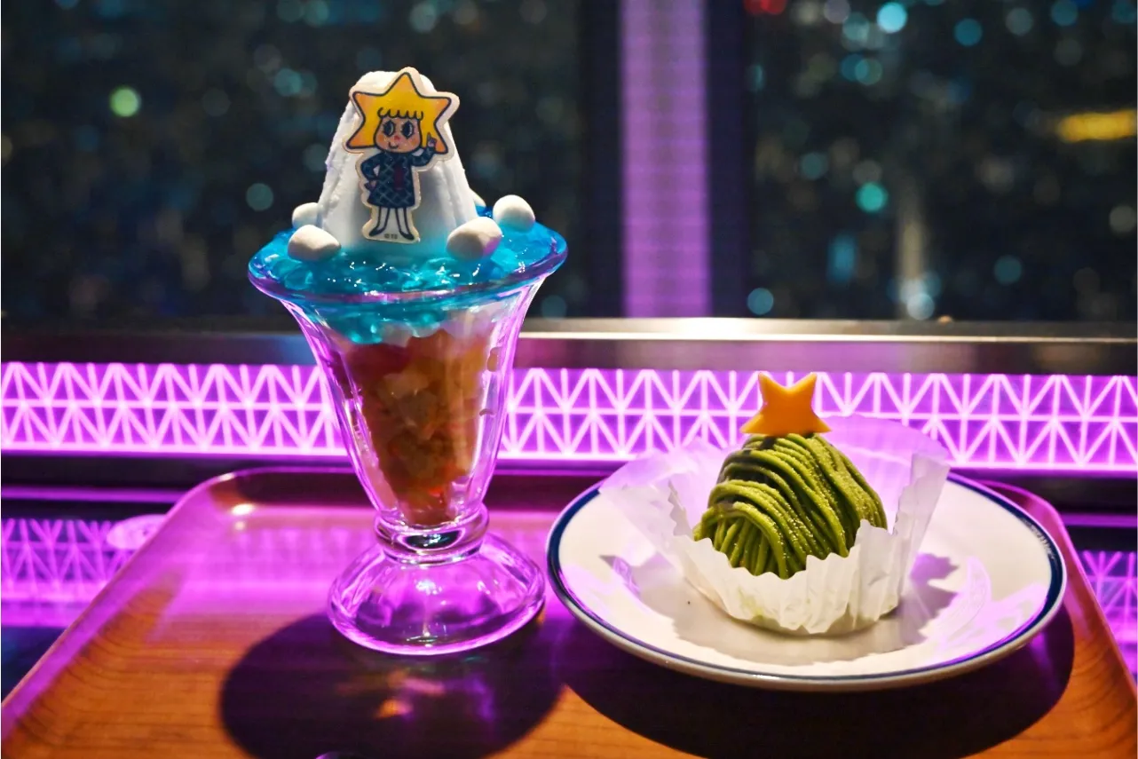 ▲「ソラカラちゃんパフェ」（左、900円）と「抹茶モンブラン」（右、650円）