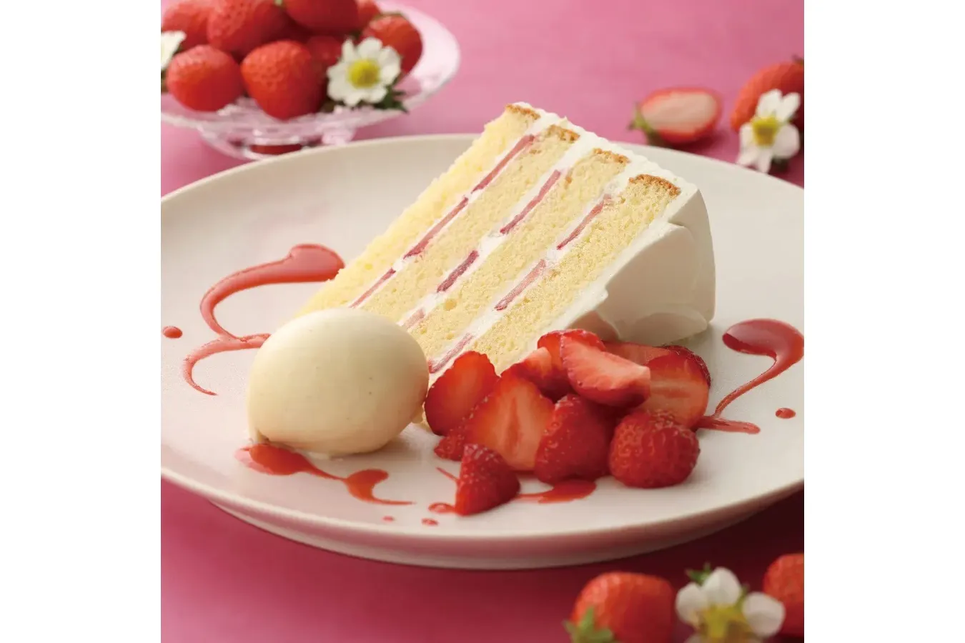 ▲「苺のショートケーキ バニラアイス添え」