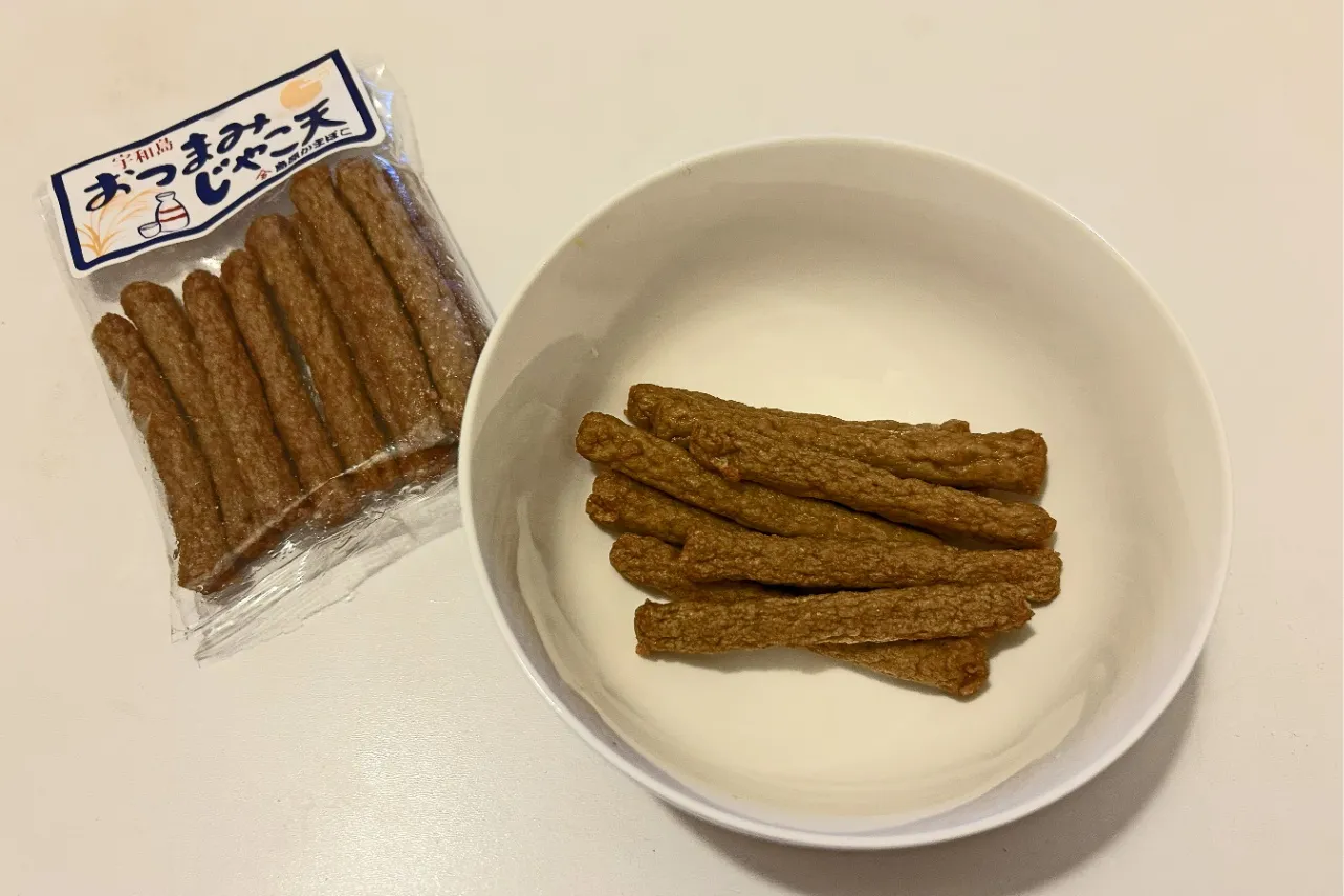 ▲島原かまぼこ「おつまみじゃこ天」