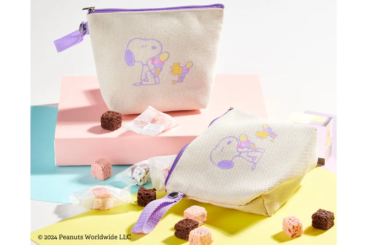 ▲「東京ラスク×PEANUTS　ピース東京MIXポーチ付き」© 2024 Peanuts Worldwide LLC