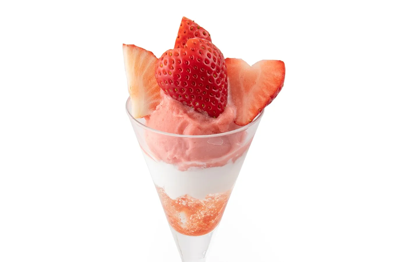 ▲「自家製ストロベリーシャーベットのミニパフェ」