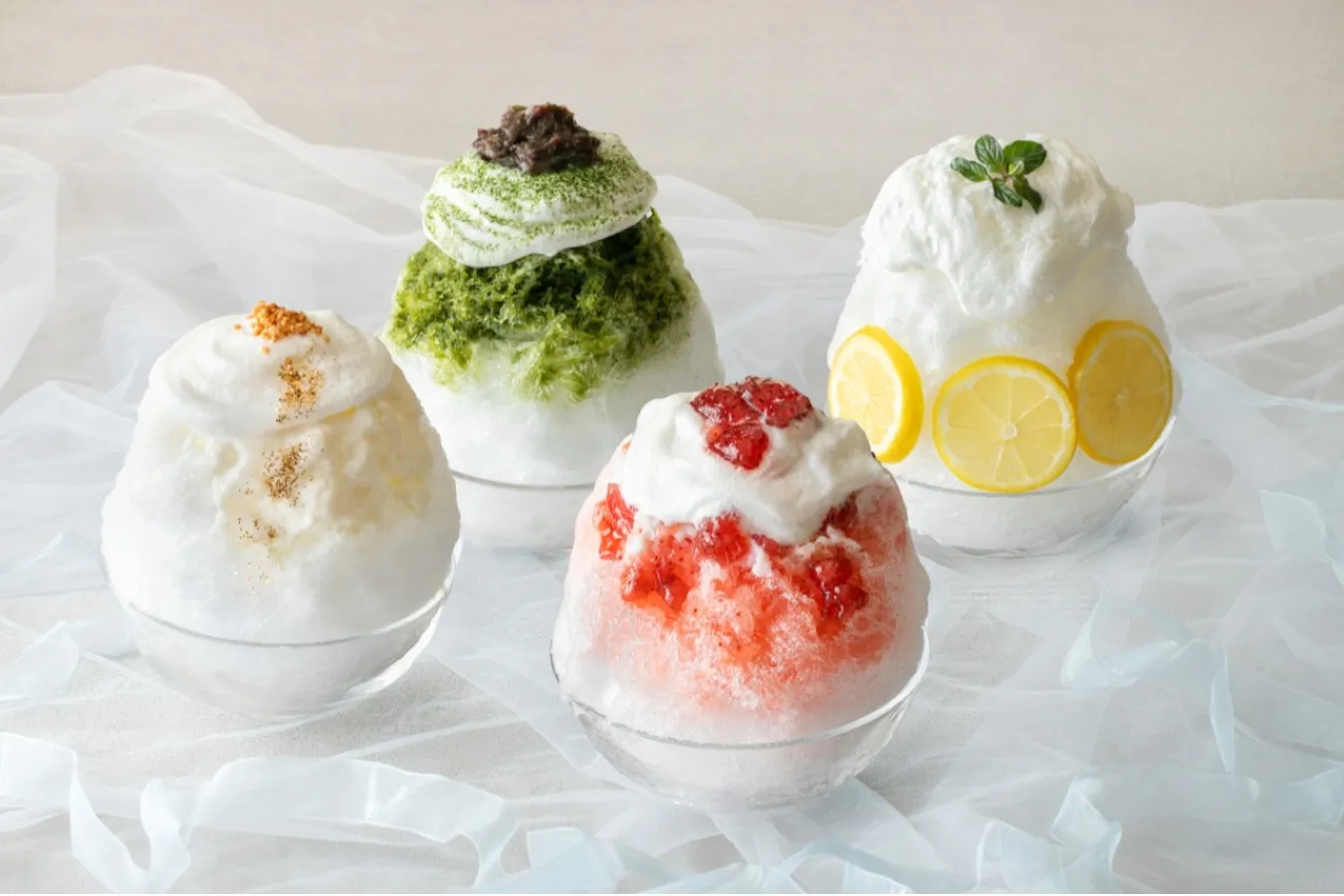 ▲左から「鏡山酒粕」「河越抹茶」「いちご」「川越はちみつ&レモン」