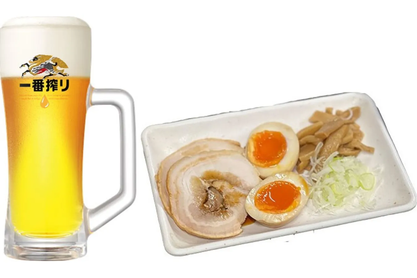▲「生ビール」(600円)「おつまみセット」(450円)