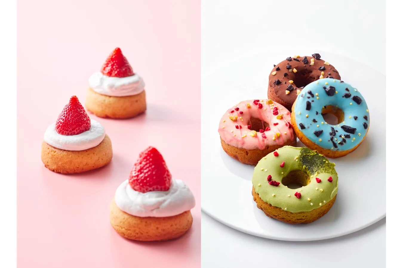▲左から「いちごショートケーキ」「アーモンドドーナツ」