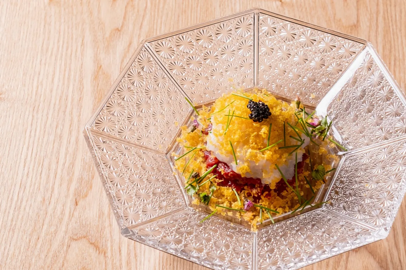 ▲「和牛と烏賊の唐墨タルタル 」（2,420円）