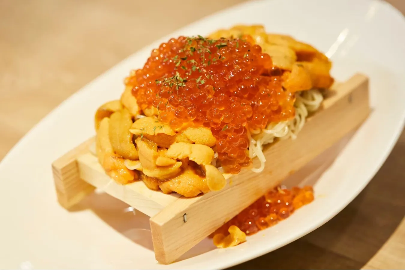 ▲「ウニとイクラの冷製パスタ」