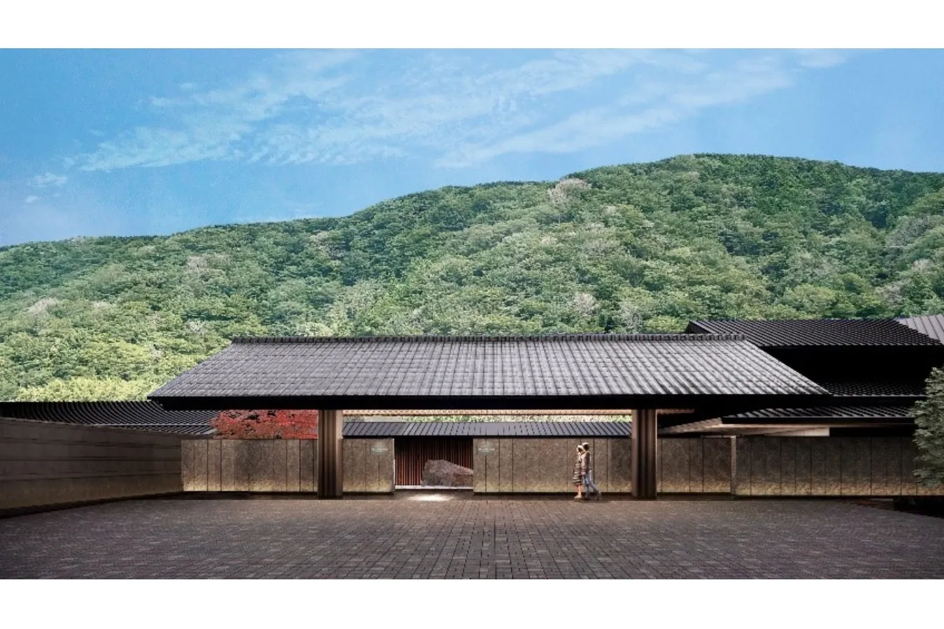 ▲浅間山を背景とするエントランス（イメージ）