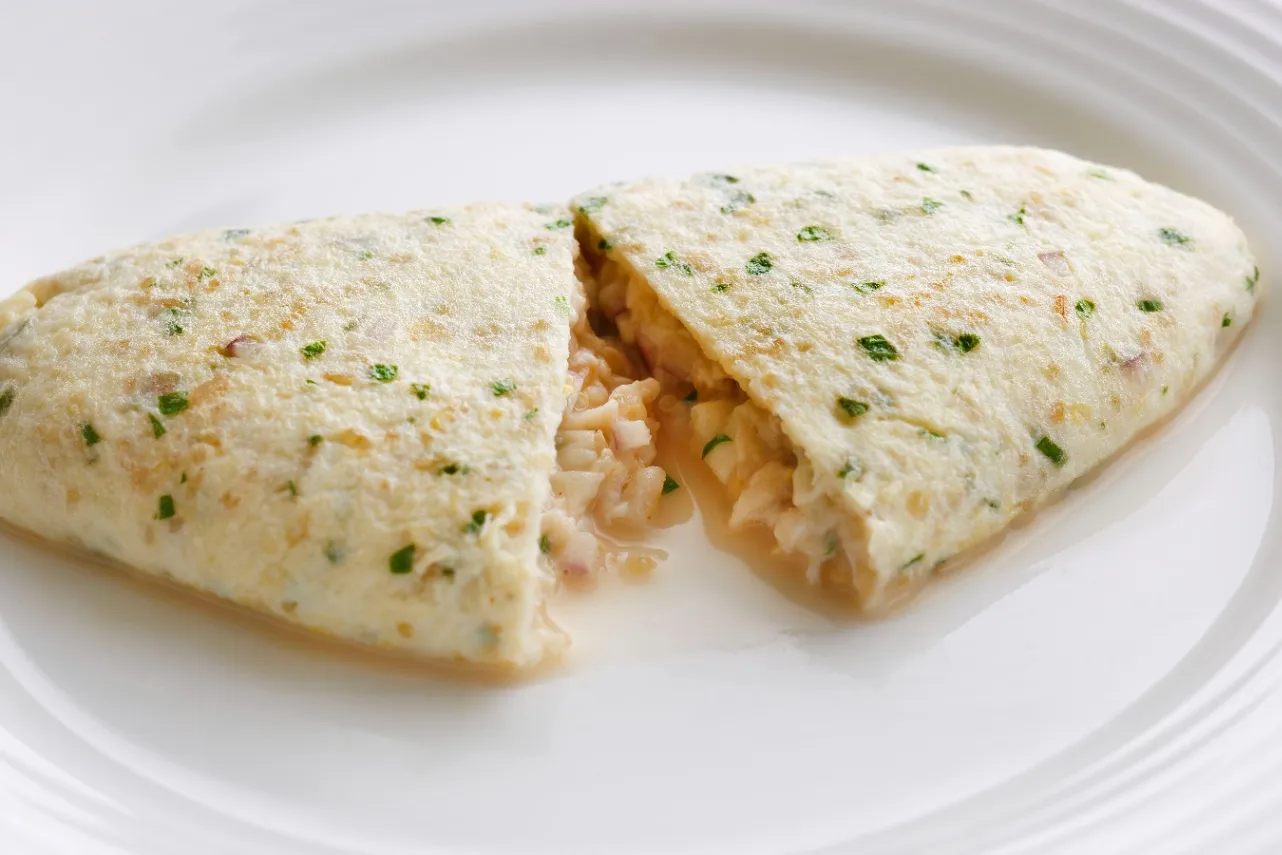 ▲玄米卵を使用したオムレツ