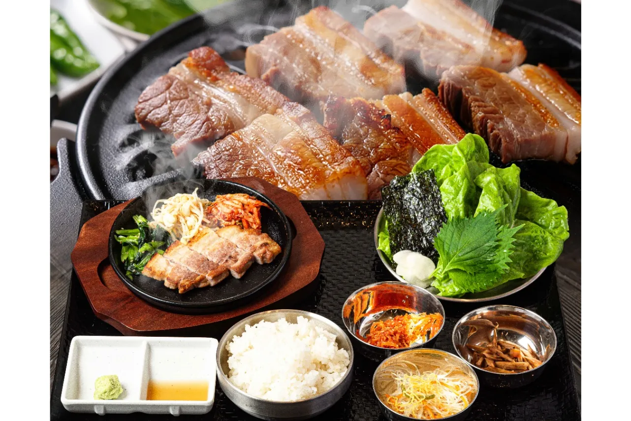 ▲「サムギョプサル定食」
