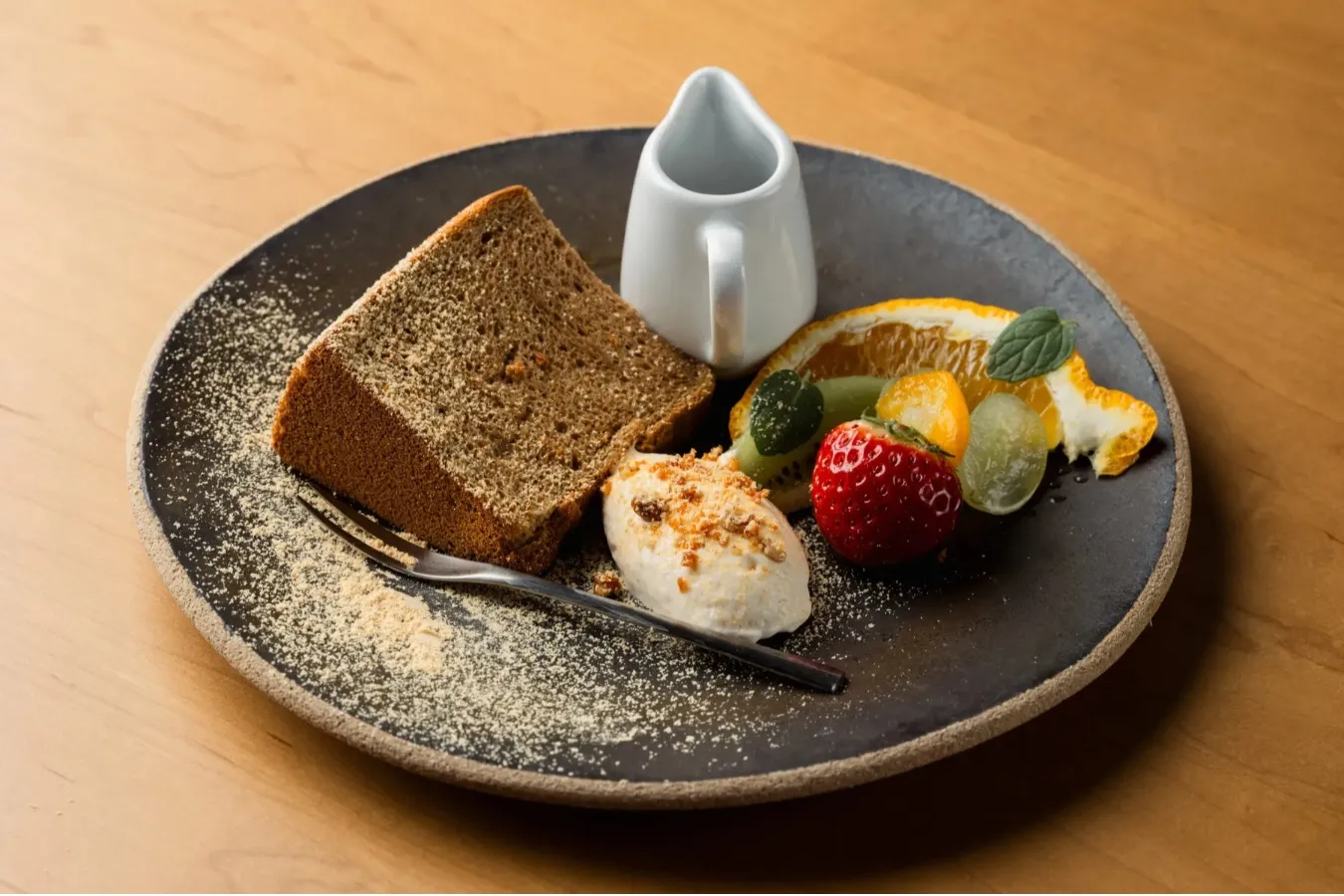 ▲カフェダイニング 茶楓 by 温故知新「ほうじ茶香るシフォンケーキときな粉クリーム」（イメージ）