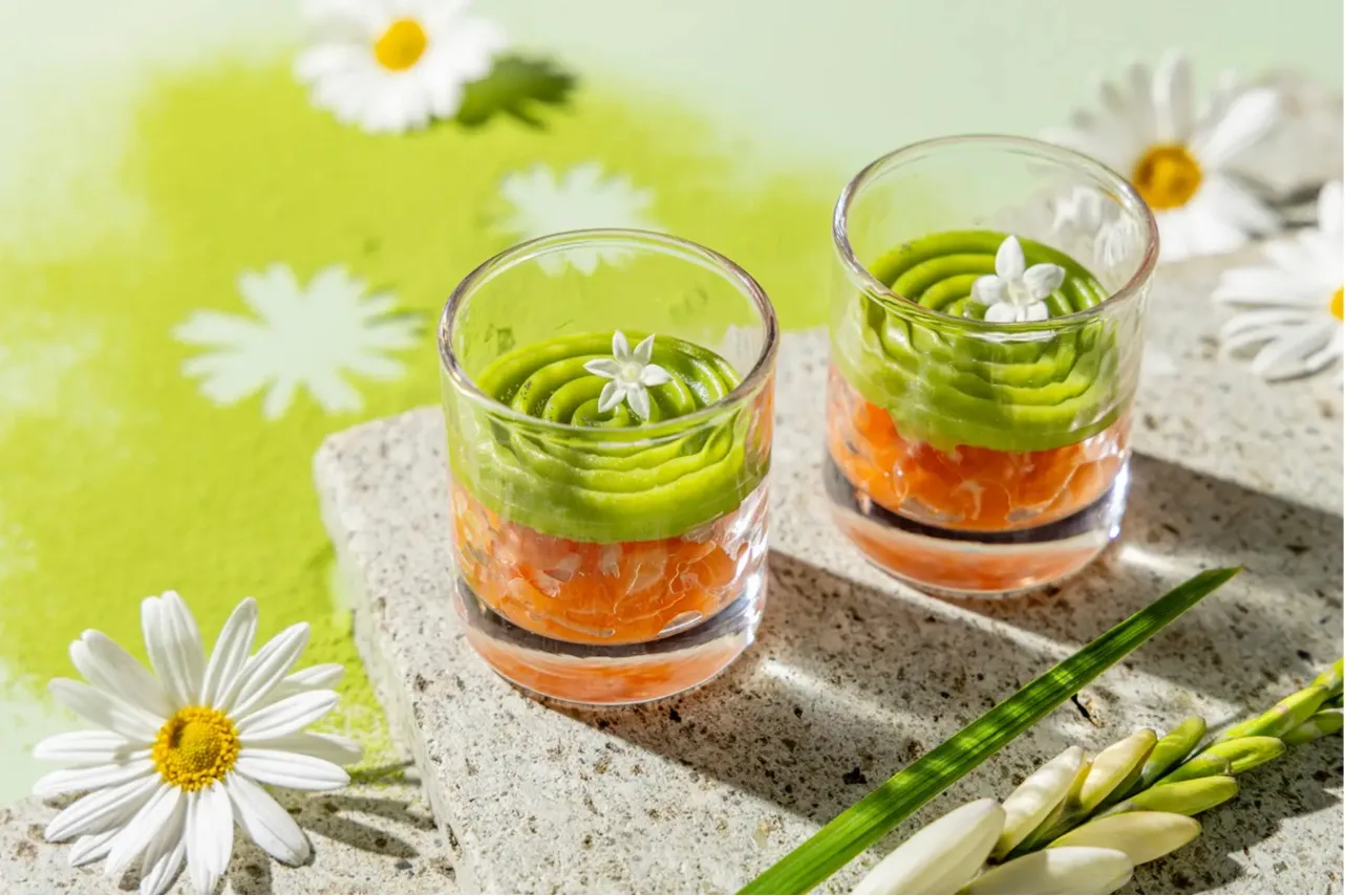 ▲「京野菜サーモンのタルタル　ブロッコリーのムース」
