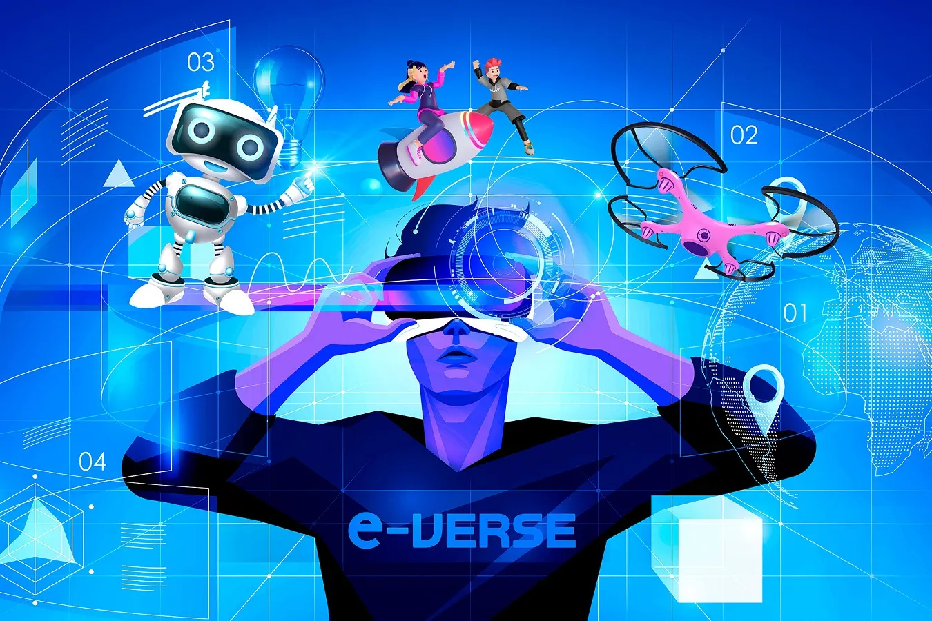 ▲「e-VERSE」の「e」は、“eスポーツ”“教育（Education）”“エンターテイメント（Entertainment）”の3つの「e（E）」の融合を表している