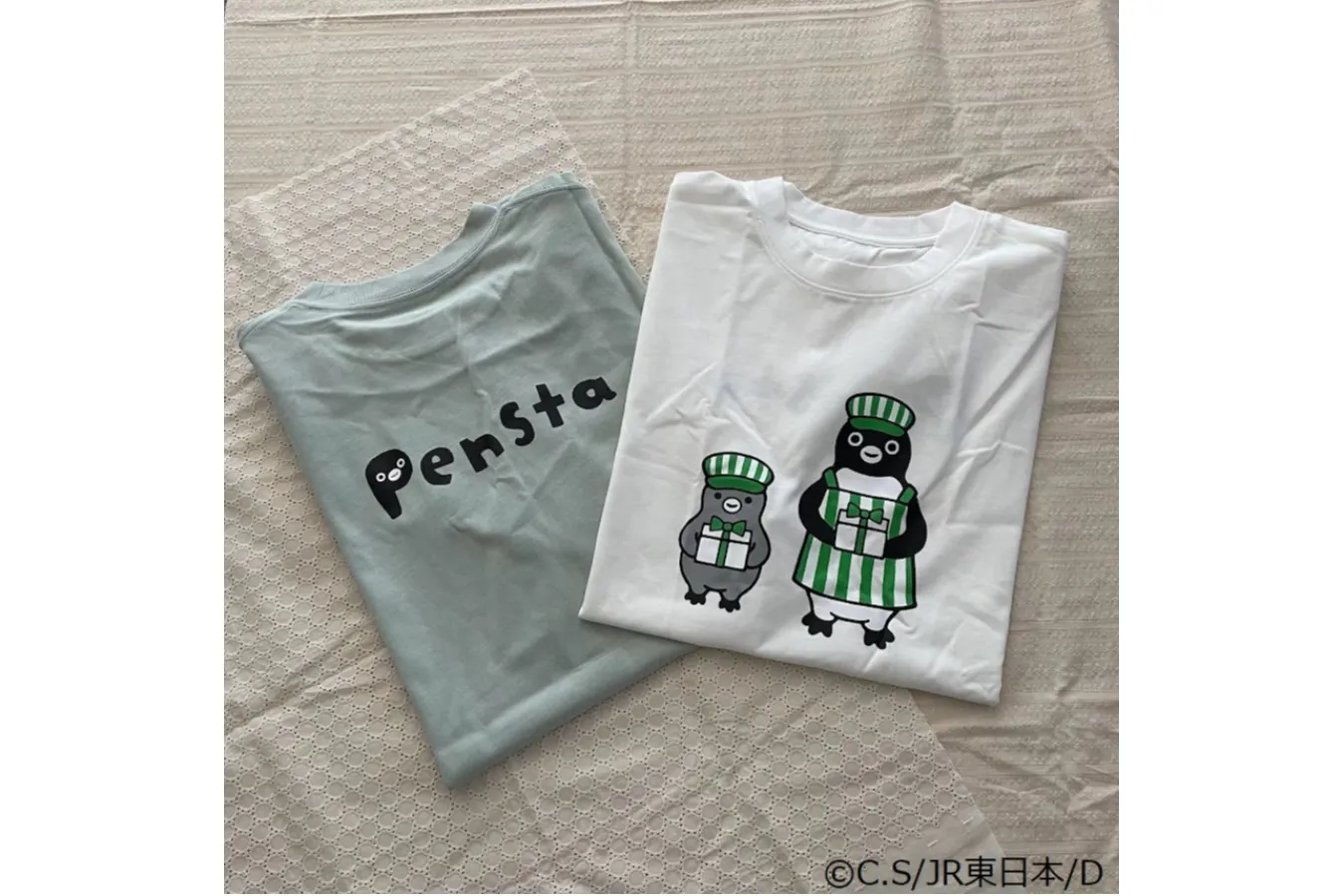 ▲「Suicaのペンギン　Tシャツ ペンスタ限定柄A」（各3,465円）ⒸChiharu Sakazaki／JR東日本／DENTSU