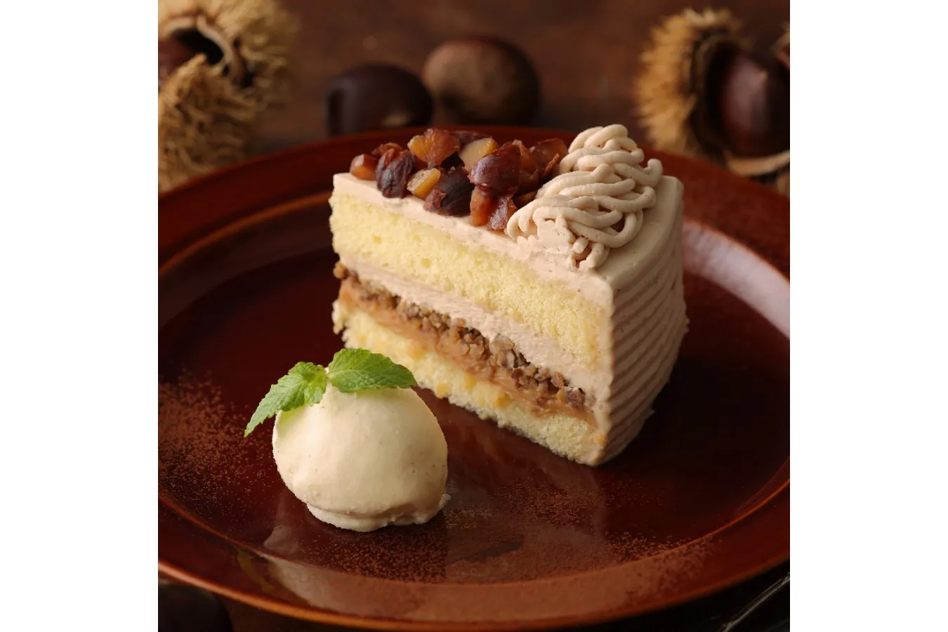▲「栗のショートケーキ バニラアイス添え」