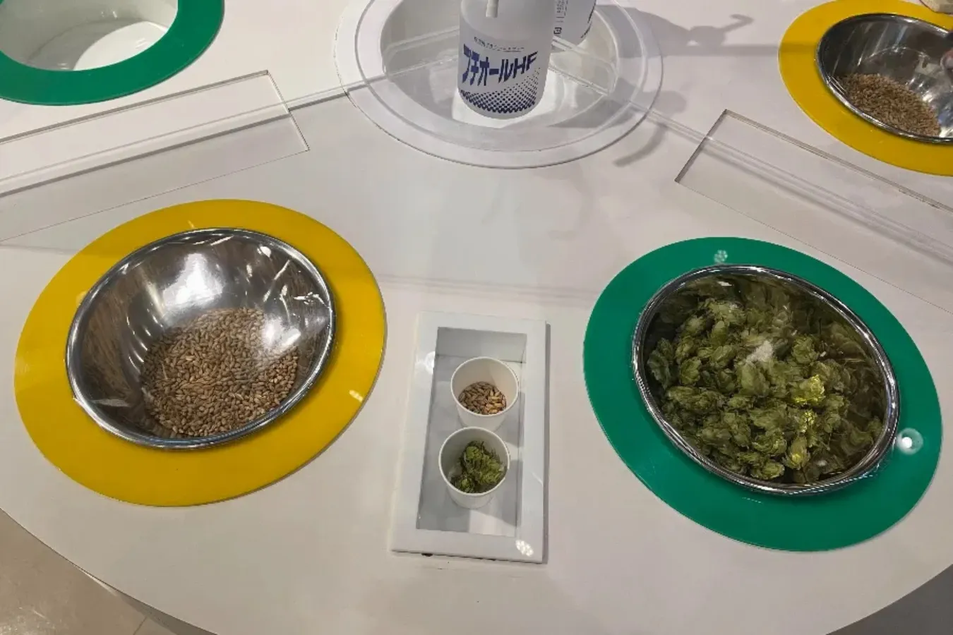 ▲左が麦芽、右がホップ