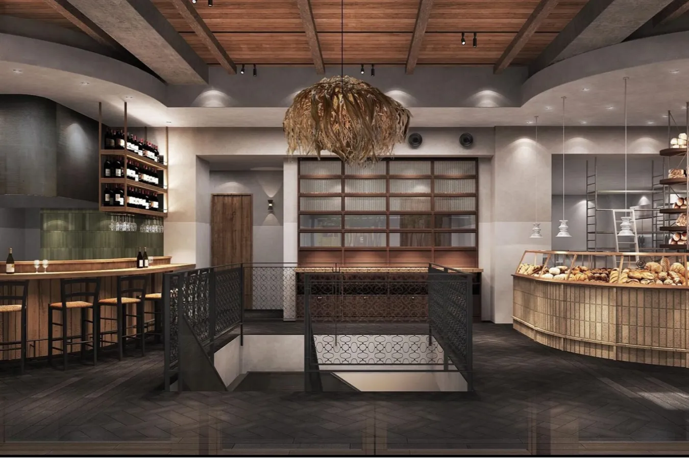 ▲銀行として使われていた場所をリノベーションした空間。入居する店の名は証券や投資にちなんだものばかり