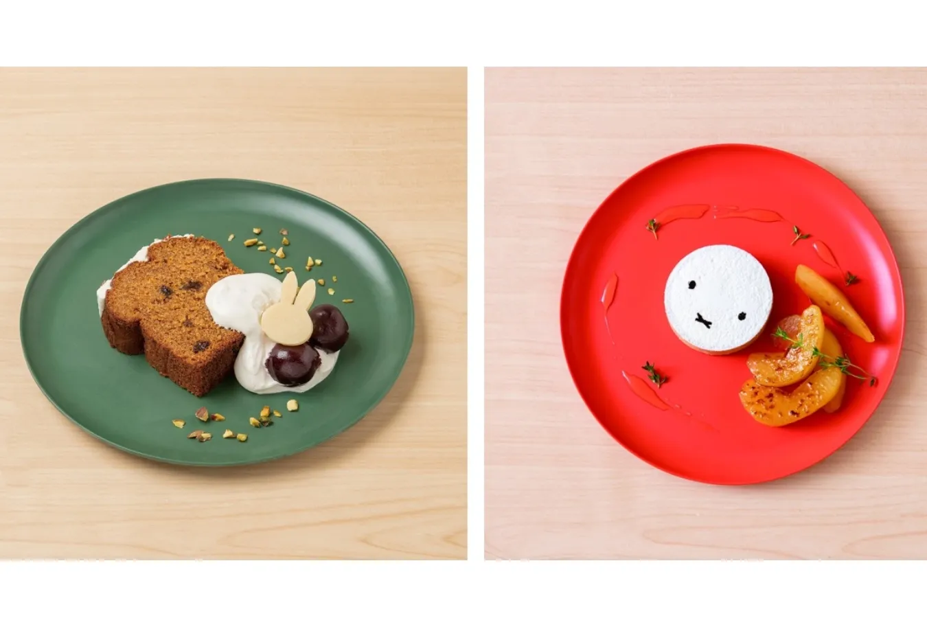 ▲「キャロットケーキ」（1,390円）、「きせつのタルト」（1,490円）　Illustrations Dick Bruna Ⓒ copyright Mercis bv,1953-2023　www.miffy.com　※画像はイメージ