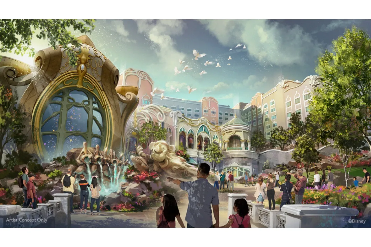 ▲「東京ディズニーシー・ファンタジースプリングスホテル」パーク内からみたファンタジーシャトーの外観