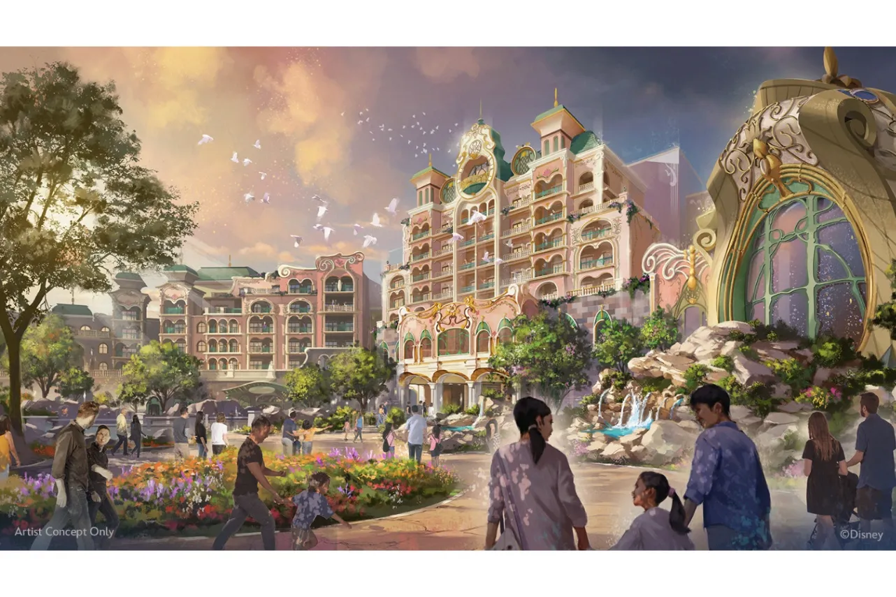 ▲「東京ディズニーシー・ファンタジースプリングスホテル」パーク内からみたグランドシャトーの外観