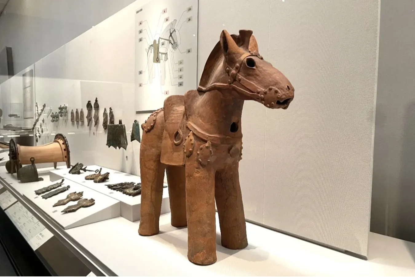 ▲埴輪 馬 群馬県出土 古墳時代・6世紀
動物埴輪は写真のような馬の埴輪が有名だが、鳥、犬、猪、鹿などさまざまな種類がある
