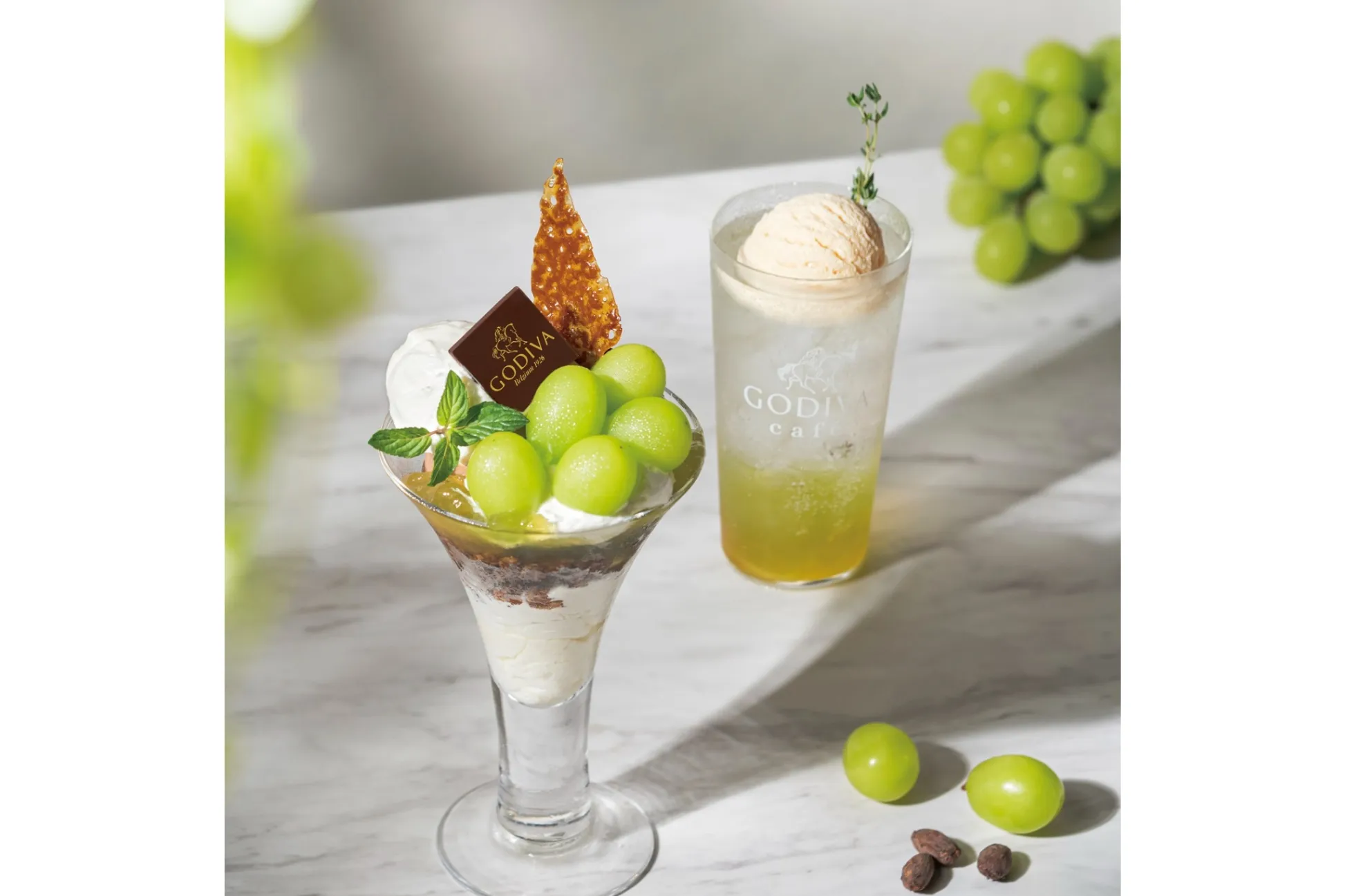 【ゴディバカフェ】“シャインマスカット＆カボチャ”の秋限定チョコレートパフェなど