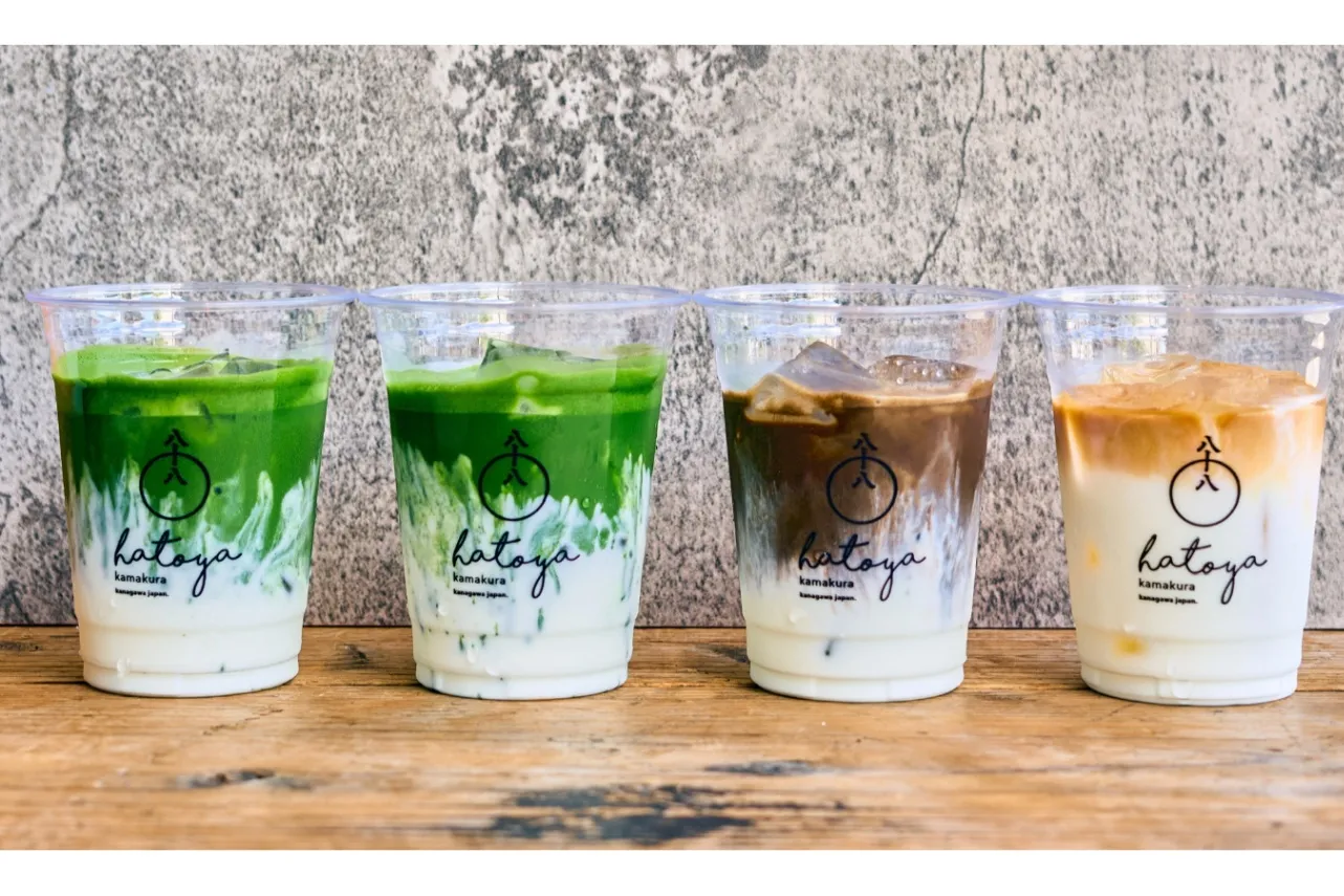 ▲左から「抹茶ラテ壱」「抹茶ラテ参」「焙じ茶ラテ」「和紅茶ラテ」