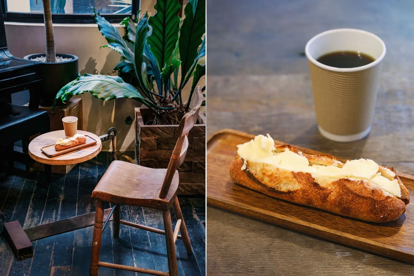 ▲「コーヒー」（グアテマラ・500円）、「ミルクフランス」（350円）
