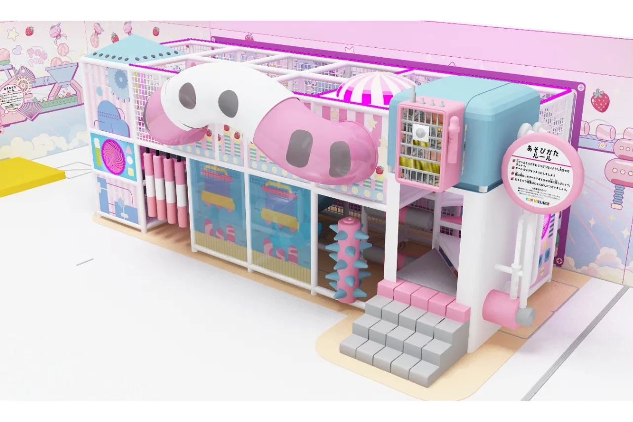 ▲立体遊具「いちごみるくコンベアー」