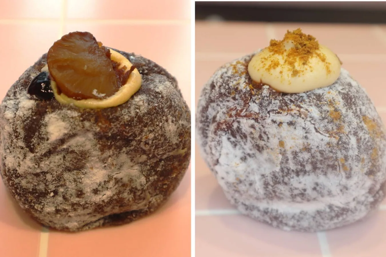 ▲【表参道店限定】「焼き栗ベリーカスタード」（写真左、518円）／「キーマサラダ」（写真右、486円）