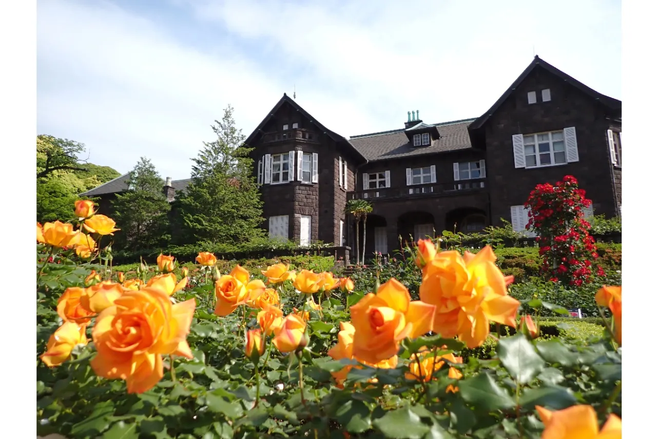 ▲バラと洋館_画像提供：公益財団法人東京都公園協会