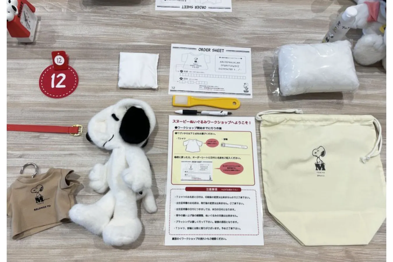 ▲ぬいぐるみワークショップのキット一式（編集部撮影）※巾着は9月以降変更になる可能性があります