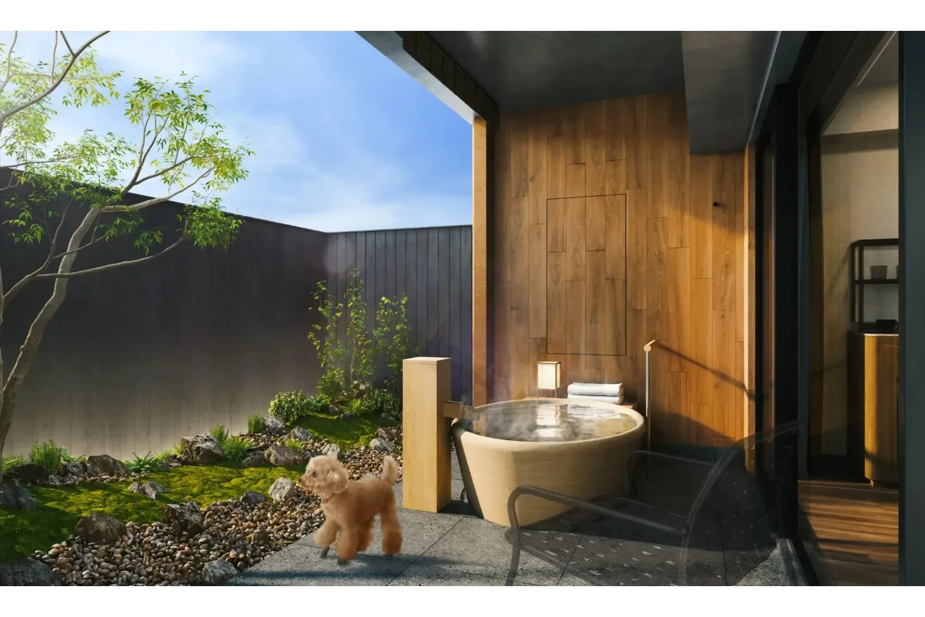 ▲ドッグフレンドリールームテラスイメージ（1F）