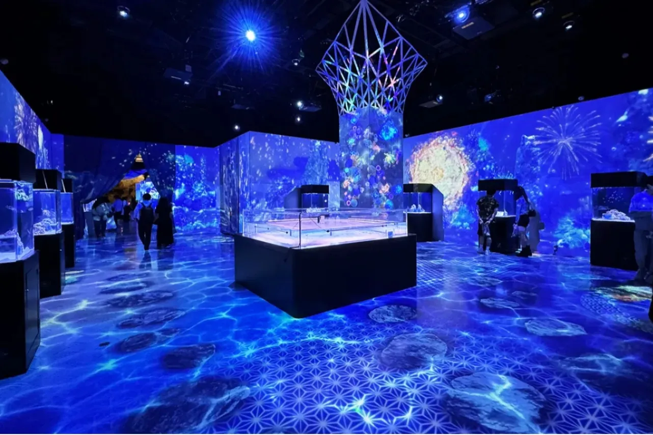 ▲＜花火アクアリウム by NAKED＞イマーシブエリア 「海中花火」（2026年撮影：レッツエンジョイ東京編集部）